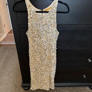 Alice+Olivia Sequined Gold Dress